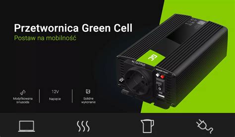 GREENCELL 12V Na 230V 150W 300W Modyfikowana Sinusoida Przetwornica