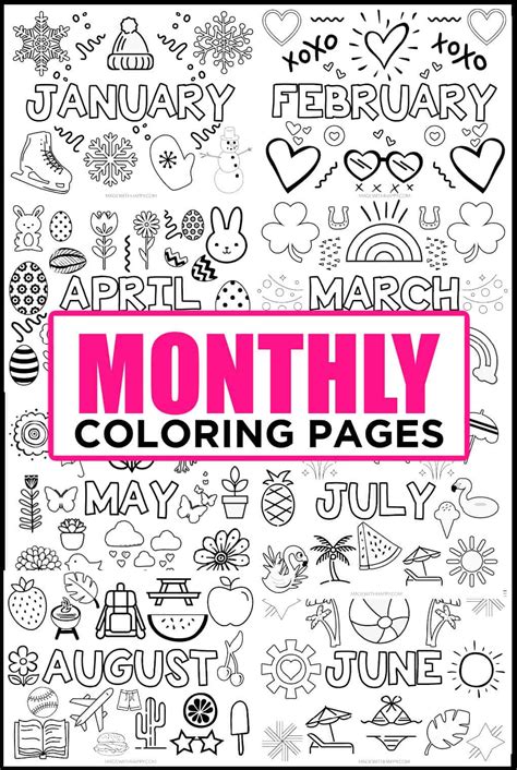 Months of The Year Coloring Pages - Made with HAPPY