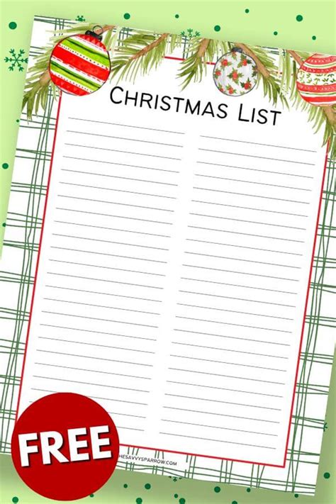 16 Free Printable Christmas List Templates for the Entire Family