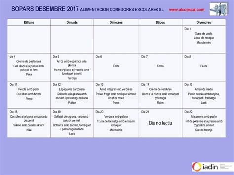 SOPARS DESEMBRE 2017 ALIMENTACION COMEDORES ESCOLARES SL Ppt Descargar