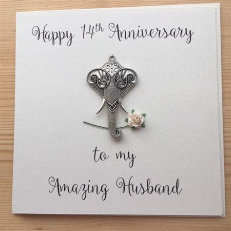 14th Anniversary Card Ivory Anniversary Husband Wife - Etsy