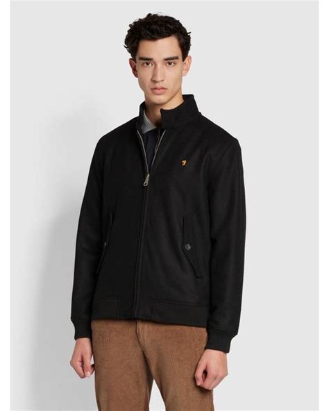 Farah Oliver Regular Fit Harrington Jacket In Black For Men Lyst Uk