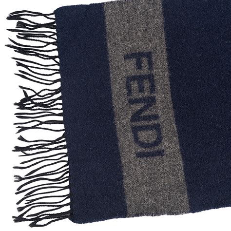 Fendi Blue Grey Wool Scarf My Luxury Bargain South Africa