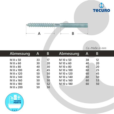 Tecuro Stockschraube M X Mm Mit Torx Antrieb Verzinkt