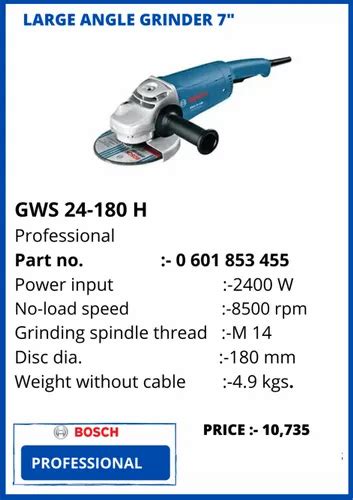 Bosch Gws H Inch Angle Grinder Watt At Rs In Raipur