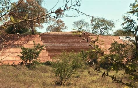 An Old Brick Structure In The Middle Of Some Trees And Grass With No