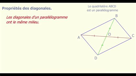 Propri T S Des Diagonales D Un Parall Logramme Youtube