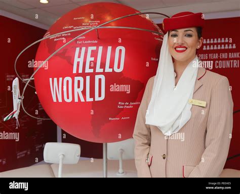 Emirates Airlines Flight Attendants At The Emirates Airlines Booth At