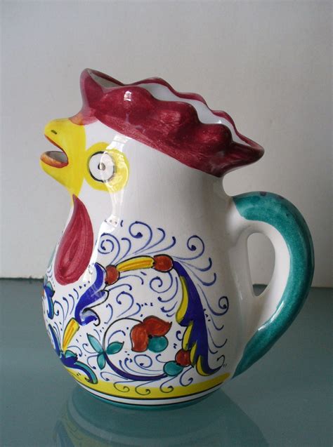 Vintage Deruta Made In Italy Rooster Pitcher