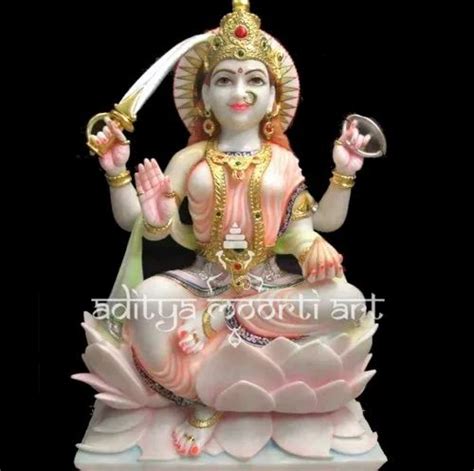 Painted Hindu Marbles Santoshi Mata Statue For Temple Size Inch