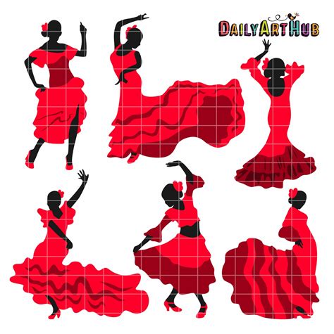 Flamenco Dancers Silhouettes Clip Art Set Daily Art Hub Graphics