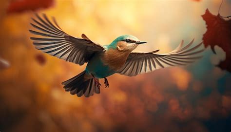 Premium Photo Focus Shot Of Flying Bird In Forest