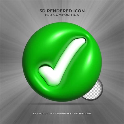 Signo de aprobación 3d o símbolo correcto el icono de marca de