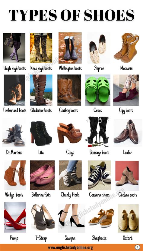 Types of Shoes: 53 Useful Names for Shoes with ESL Images - English ...