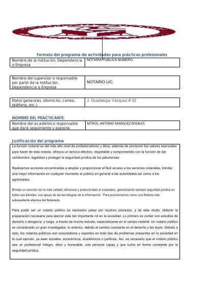 Formato del programa de actividades para prÃcticas profesionales