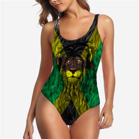 Jamaica Swimsuit With Lion On Flag Teezalo