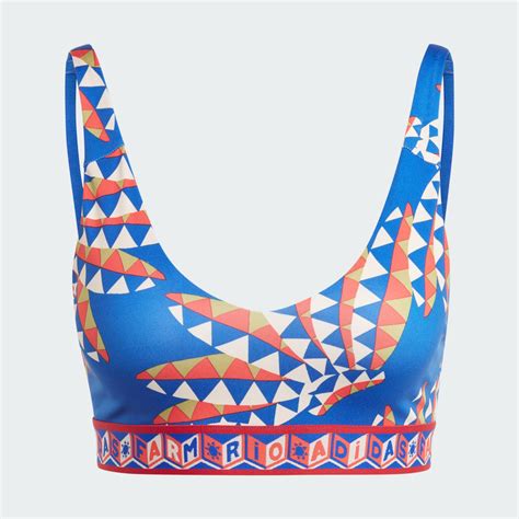 Adidas Adidas X Farm Rio Medium Support Bra Blue Adidas Uae