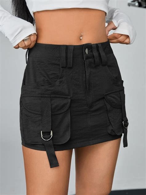 Shein Icon Gorpcore Flap Pocket Buckle Detail Cargo Skirt Shein Uk