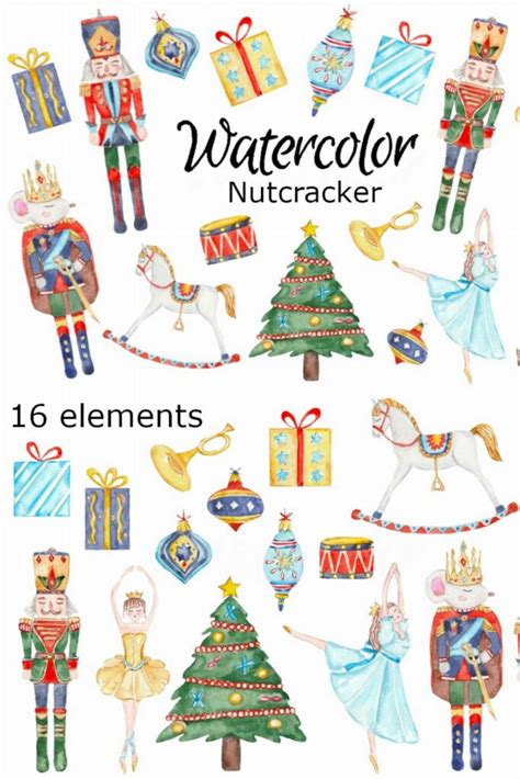 Nutcracker Watercolor Clipart MasterBundles