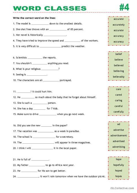 Word Classes 4 general gramma…: English ESL worksheets pdf & doc