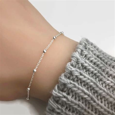 Sterling Silver Satellite Chain Bracelet Layering Adjustable Etsy