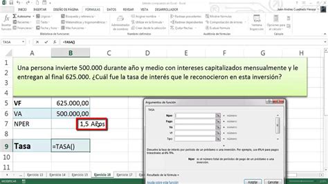 Interés Compuesto En Excel Tasa De Interés Ejercicio 16 Youtube