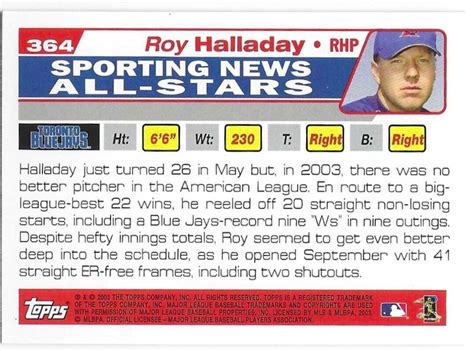 Topps Sporting News All Stars Roy Halladay For Sale Online