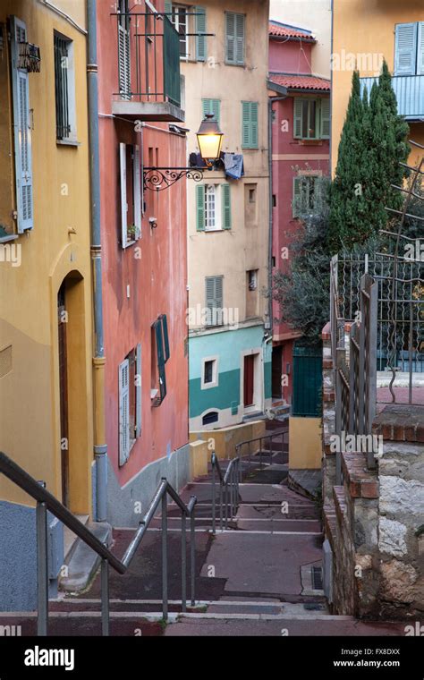 Nice Old Town showing colourful houses in the old town, Nice, France ...