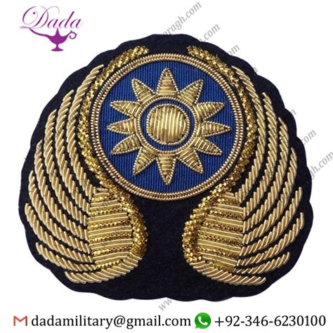 Custom Made Gold Embroidery Bullion Wire Fabric Badges For Military