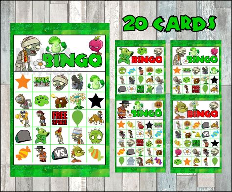 Plants Vs Zombies 20 Cards Instant Download Printable Plants Etsy