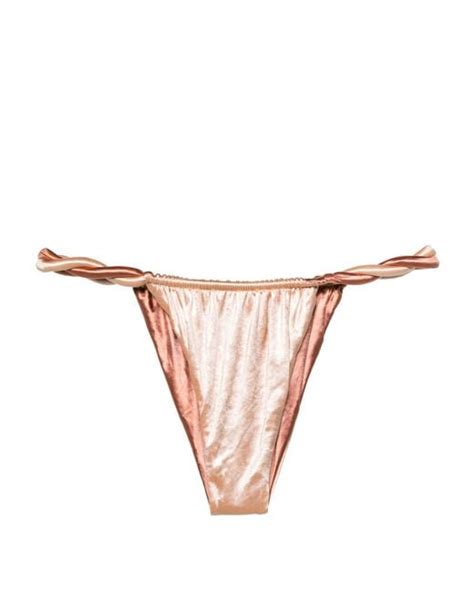 Isa Boulder Gold Twist Detailed Bikini Bottoms In Natural Lyst