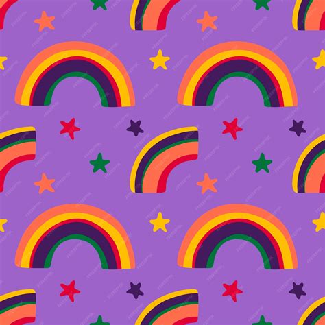 Premium Vector Fun Seamless Pattern 90s Style Background With Rainbow