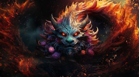 Premium AI Image Intricately Detailed Neon Dragon With Devilish