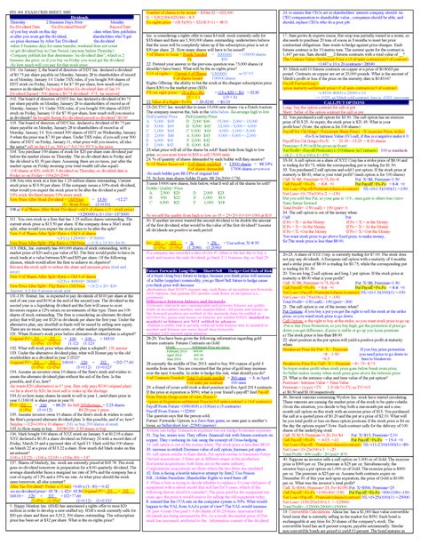 Fin 401 Exam NOTES FIN 401 EXAM CRIB SHEET SSD Dividends