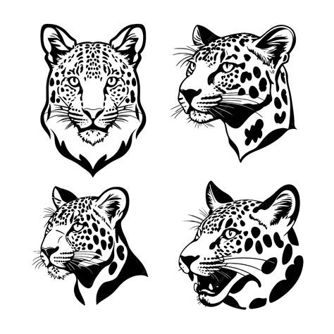 Premium Vector Leopard Head Logo Vector Stencil Set