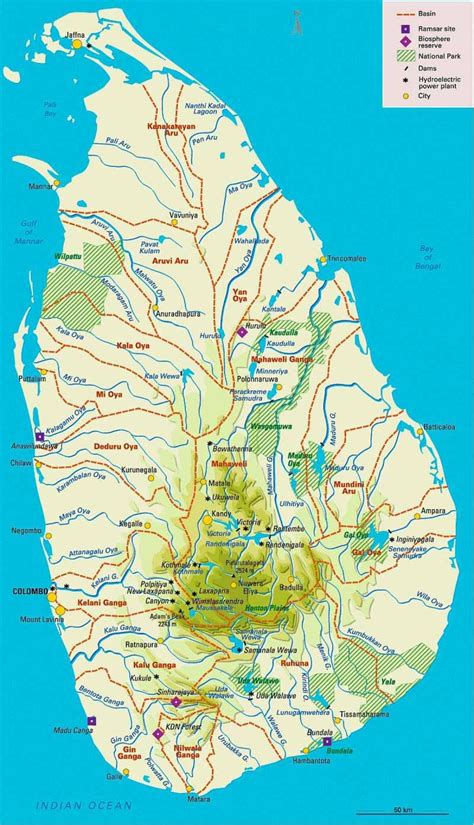 Sri Lanka geography map - Map of Sri Lanka geography (Southern Asia - Asia)