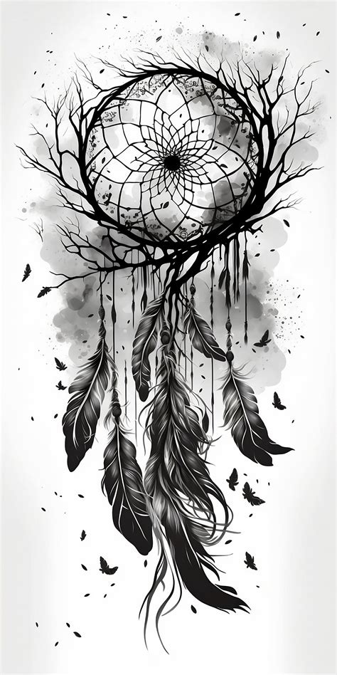 Dreamcatcher Tattoo Design White Background PNG File - Etsy