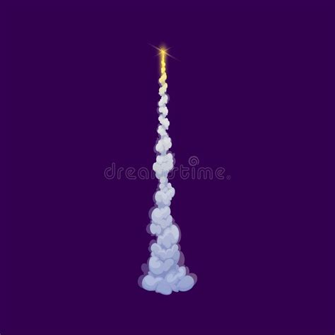 Cartoon Rocket Smoke Trails With Fire And Clouds Stock Illustration