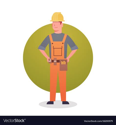 Builder Man Icon Engineer Occupation Contractor Vector Image