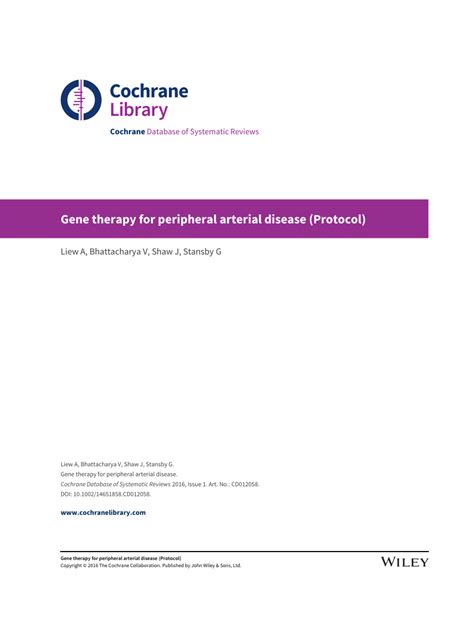 Pdf Gene Therapy For Peripheral Arterial Disease