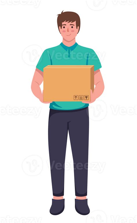 Delivery Man Holding Delivery Box 43848465 Png