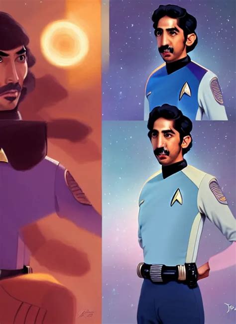 Cute Star Trek Officer Dev Patel Natural Lighting Stable Diffusion