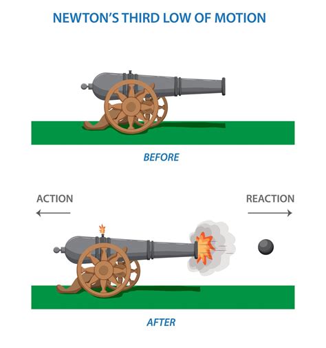 Newton Third Law Of Motion Infographic Diagram Showing Action Reaction Force Direction Example