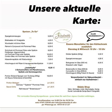 Speisekarte Von Landgasthof Jostalst Ble Pub Bar Titisee Neustadt