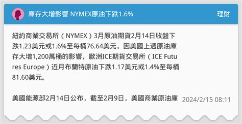 庫存大增影響 Nymex原油下跌16 理財板 Dcard