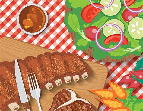 10 Picnic Table Overhead Food Illustrations Royalty Free Vector