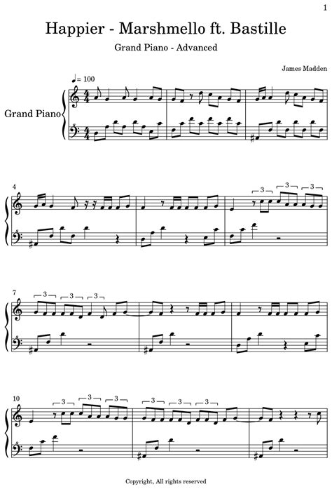 Happier Marshmello Ft Bastille Sheet Music For Piano