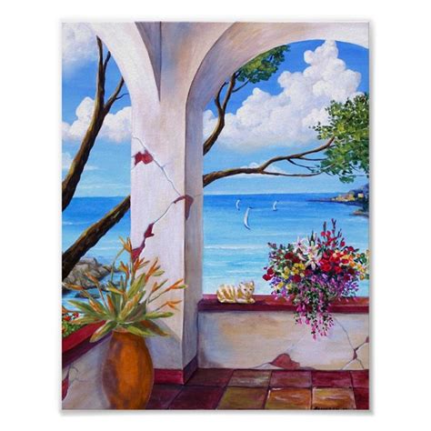 Mediterranean Ocean View Poster Zazzle Mediterranean Paintings