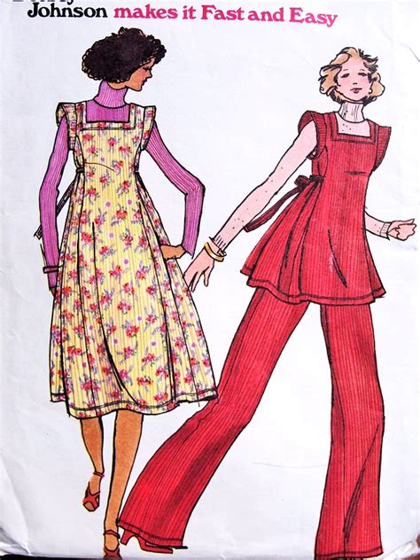 1970s Cute Betsey Johnson Boho Jumpertunic And Wide Leg Pants Pattern Butterick 4427 Bust 30