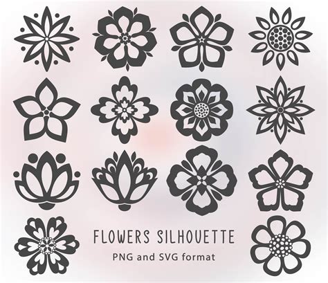 Flowers Silhouette Flowers Png Svg Etsy